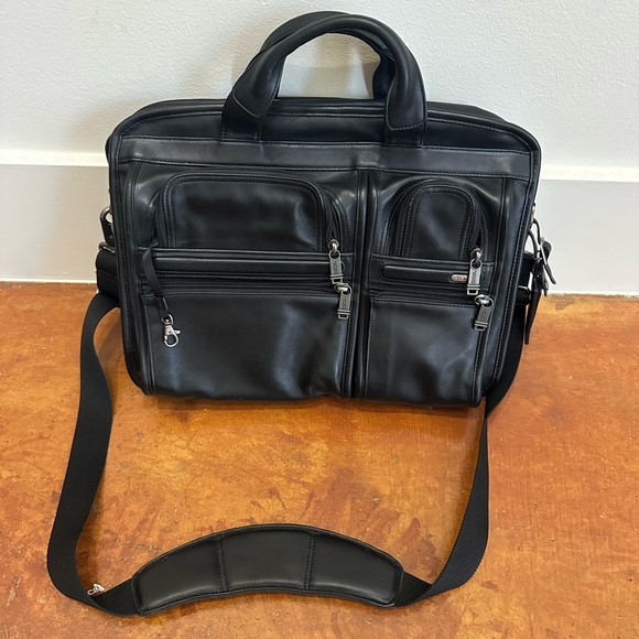 Tumi Other - TUMI Black Leather Satchel Laptop Bag